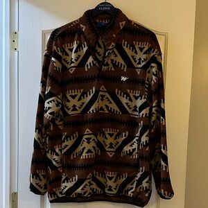 Brown Geometric Fleece Pullover